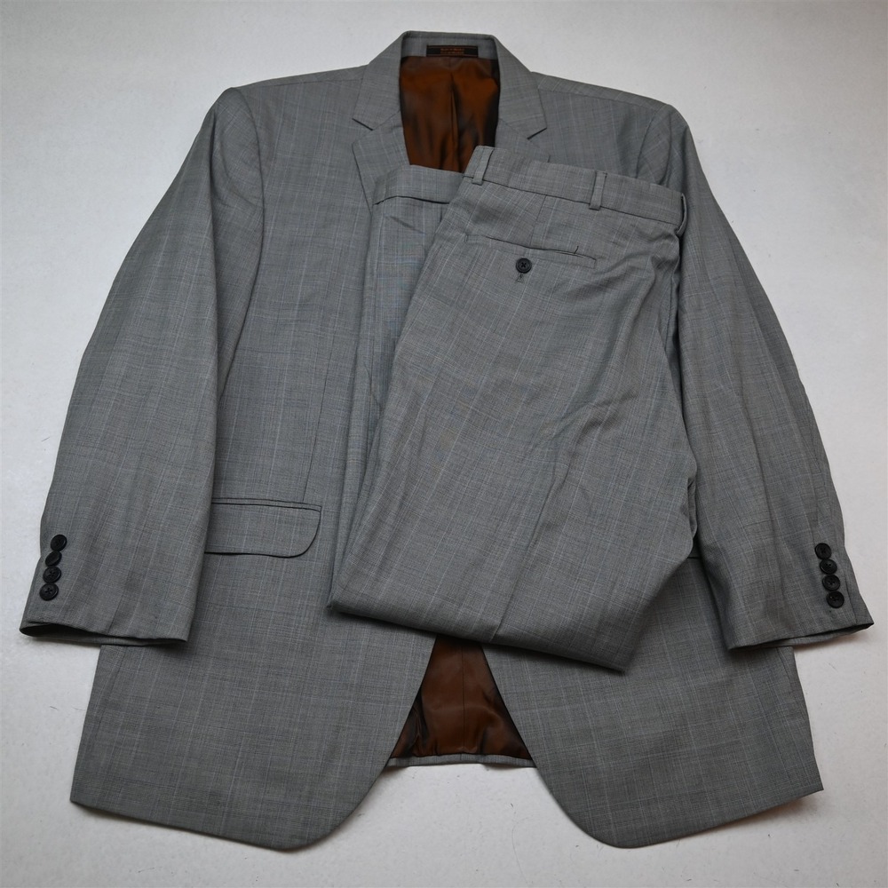 Ben Sherman 44R 38x30 Gray Glenn Check 100% Wool Mens Jacket Pants Suit